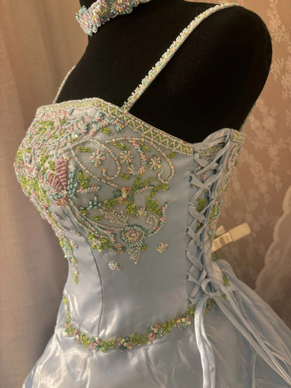 Graceful Spaghetti Straps A-Line Sweet 16th Dresses Handmade Flowers Beading Sequins Prom Dress AP2984