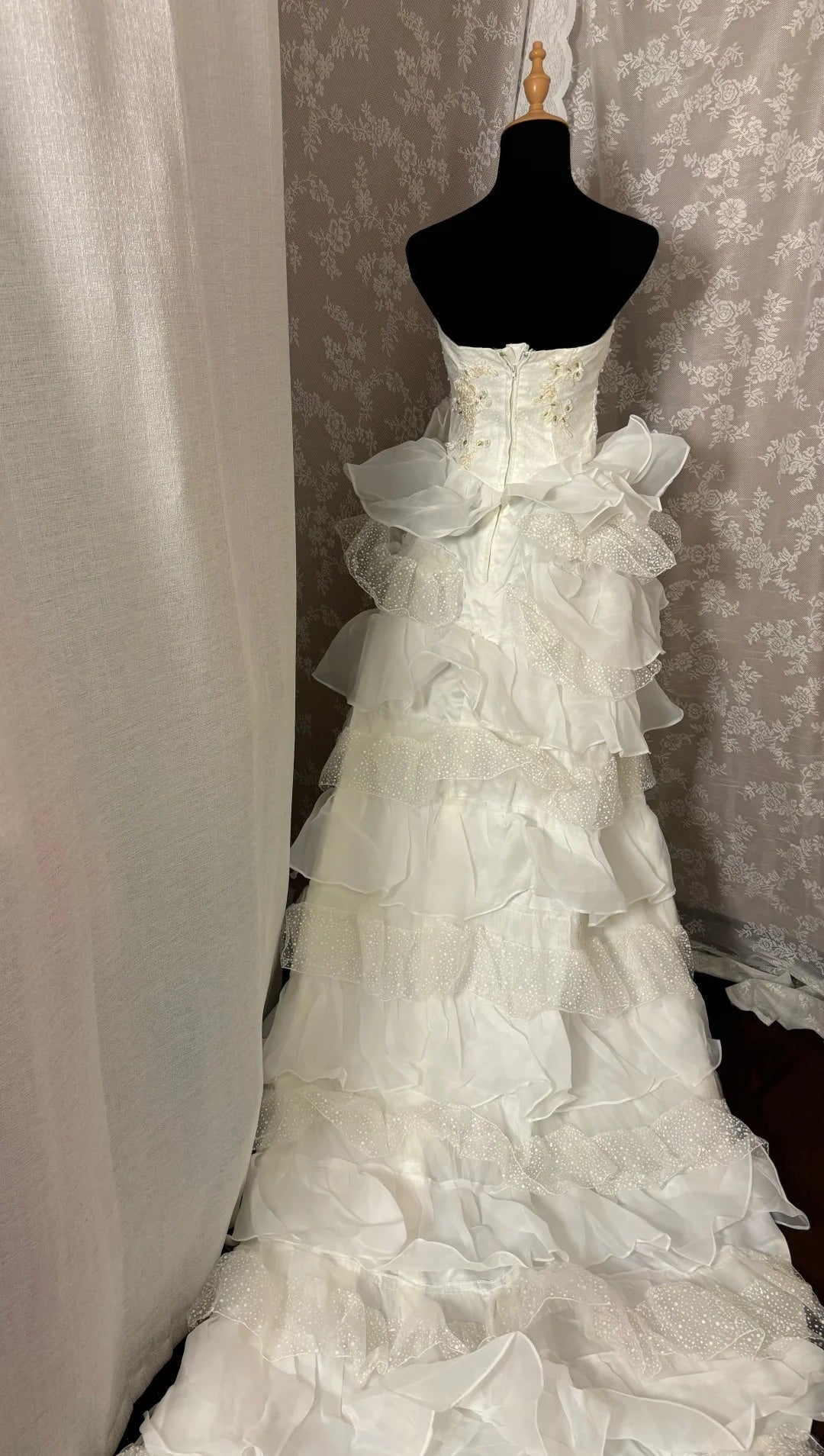 Alluring A-Line Strapless Bridal Gowns Handmade Flowers Beads Sequins Wedding Dress AP2995