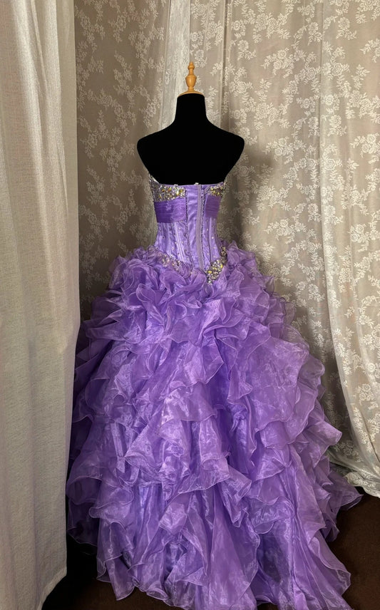 Stunning Strapless A-Line Evening Ball Gowns Sequins Crystals Beads Ruffled Prom Dress AP3000