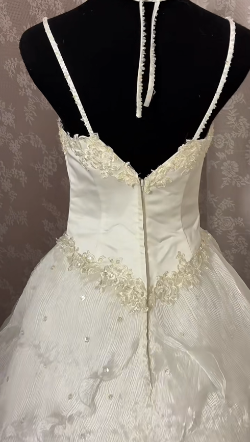 Novelty A-Line Spaghetti Strap Bridal Gowns Beads Sequins Appliques Wedding Dress AP3001