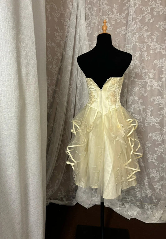 Simple Strapless A-Line Birthday Gowns Sequins Appliques Tulle Homecoming Dress AP3008