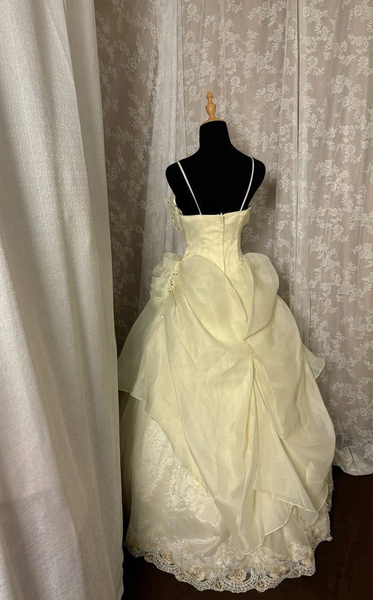 Bling A-Line Spaghetti Strap Bridal Gowns Sequins Appliques Crystals Pleated Wedding Dress AP3015