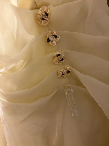 Bling A-Line Spaghetti Strap Bridal Gowns Sequins Appliques Crystals Pleated Wedding Dress AP3015