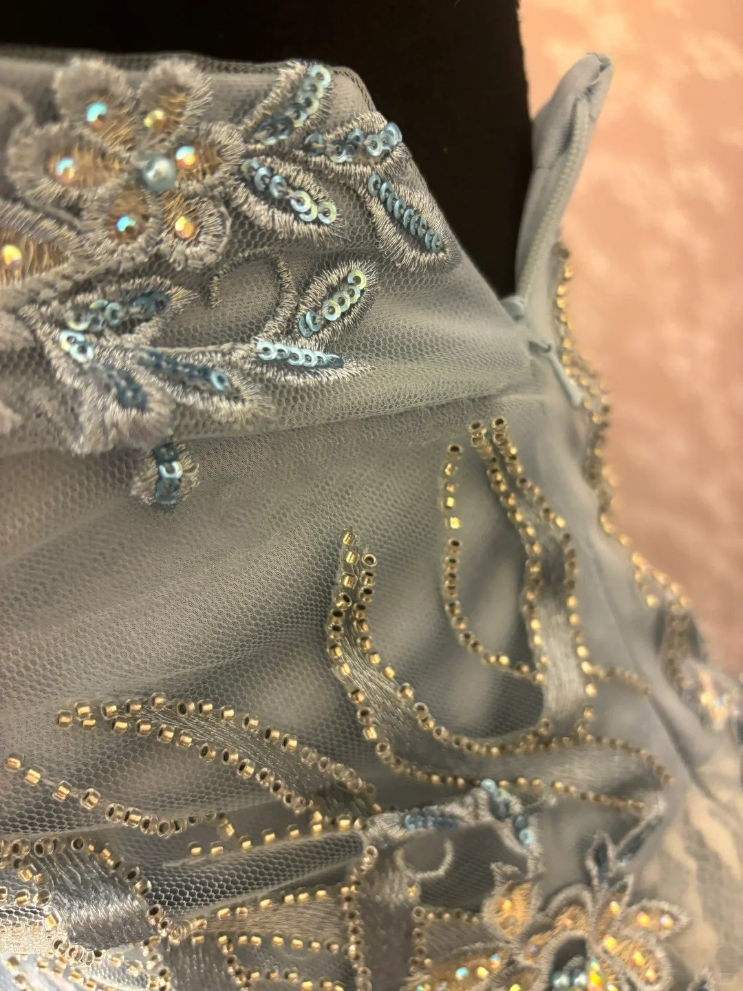 Modern Strapless A-Line Evening Gowns Sequins Beads Appliques Lace Prom Dress AP3022