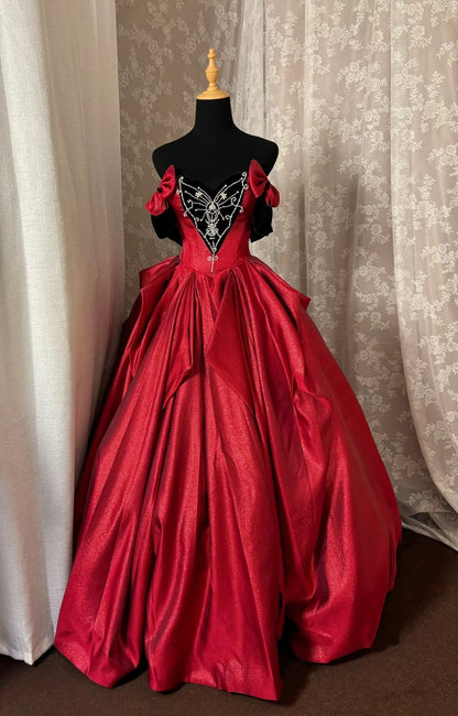 Hot Girls Off Shoulder A-Line Evening Gowns Bows Crystals Prom Dress AP3028