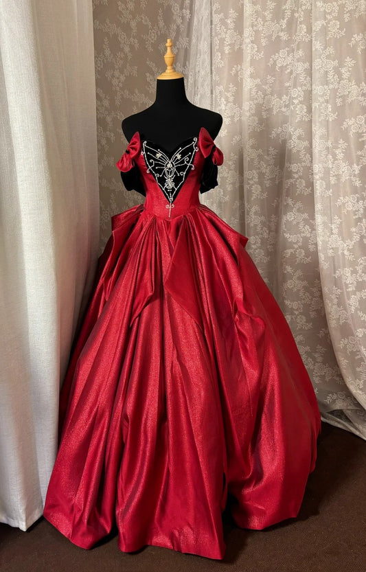 Hot Girls Off Shoulder A-Line Evening Gowns Bows Crystals Prom Dress AP3028