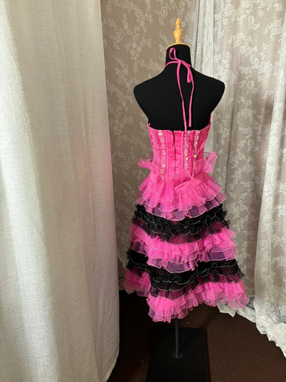 Gen Z Style A-Line Halter Neck Birthday Dresses Sequins Tiered Homecoming Dress AP3029