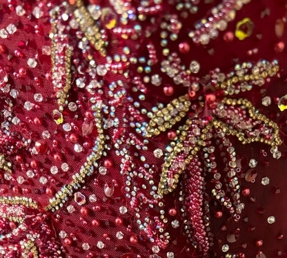 Luxury A-Line Jewel Neck Evening Gowns Sequins Appliques Beads Tulle Prom Dress AP3035