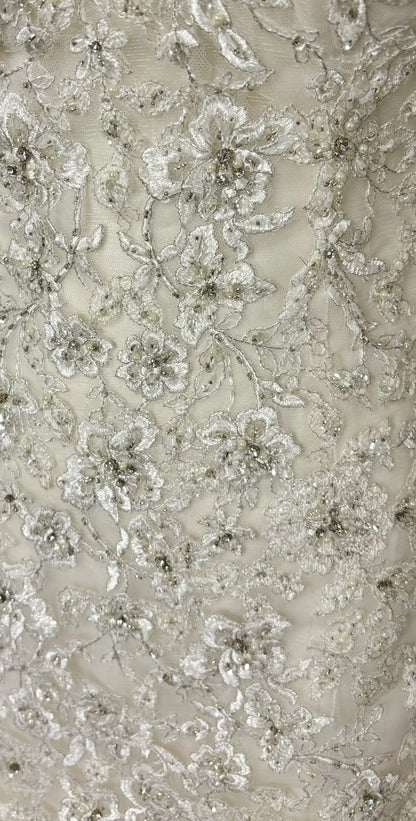 Ethereal Strapless Mermaid Bridal Gowns Beads Appliques Sequins Tiered Wedding Dress AP3045