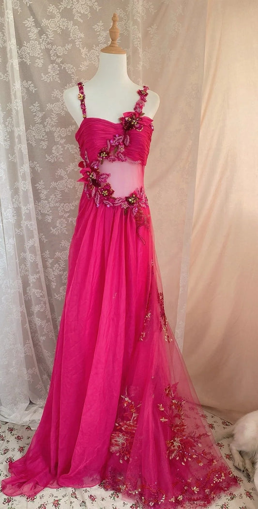 Glam Spaghetti Strap Sheath Sweet 16th Dress Sequins Appliques Beads Tulle Prom Dresses AP3049