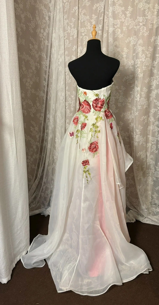 Glamorous Strapless A-Line Birthday Gowns Appliques Sequins Beads Ruffled Homecoming Dress AP3050