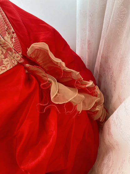 Playful Strapless A-Line Sweet 16th Dresses Lace Sequins Appliques Handmade Flowers Prom Dress AP3066