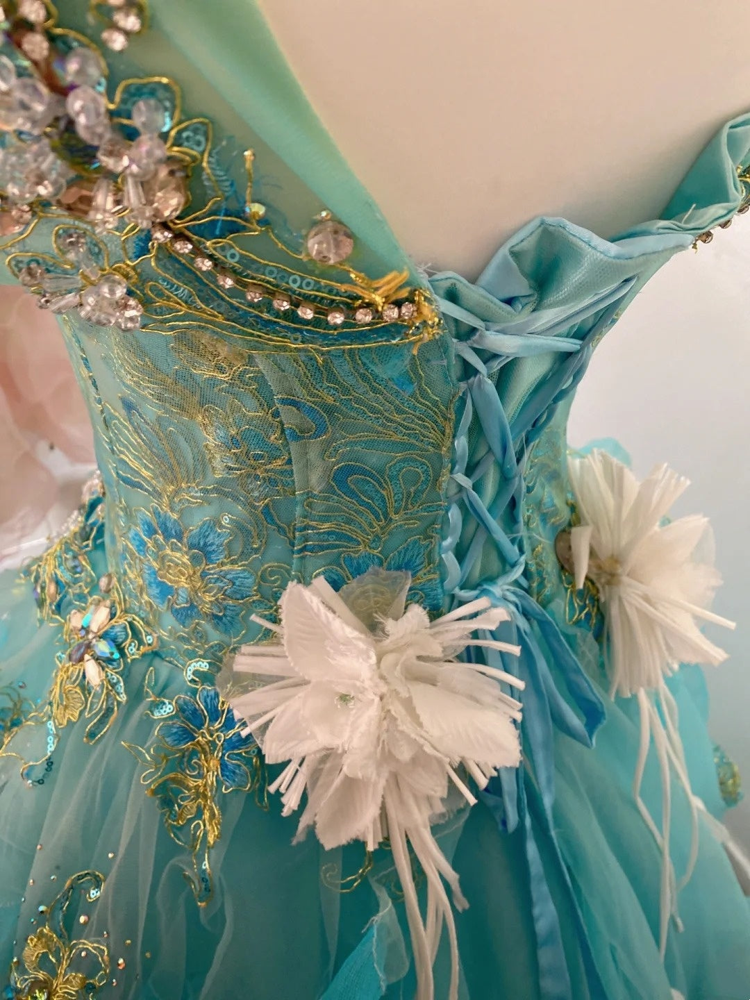 Bling High Collar A-Line Sweet 16th Dresses Rhinestones Beadings Sequins Handmade Flowers Prom Dress AP3067