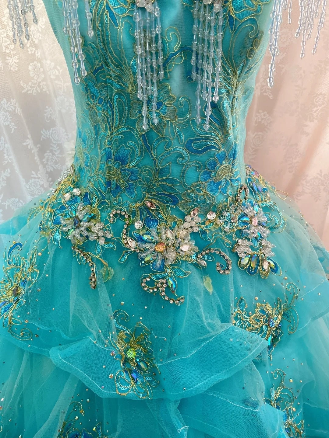 Bling High Collar A-Line Sweet 16th Dresses Rhinestones Beadings Sequins Handmade Flowers Prom Dress AP3067