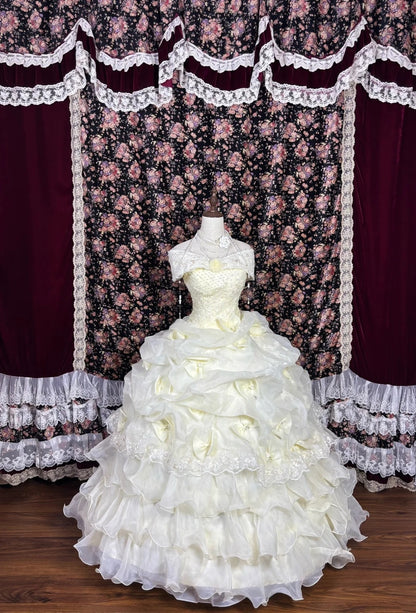 New Arrival Off-Shoulder A-Line Bridal Dress Handmade Flowers Bows Crystals Beads Wedding Dress AP3070