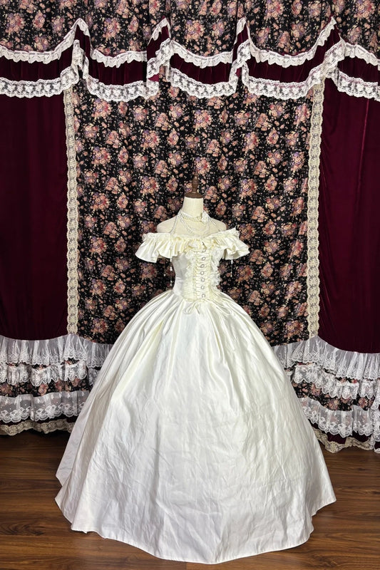 Flattering Off-Shoulder A-Line Bridal Dress Bows Crystals Beads Lace Sequins Wedding Dress AP3071