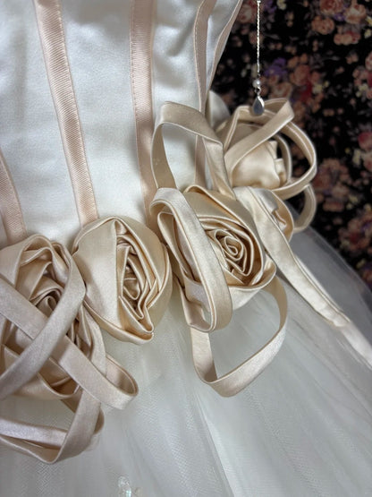 Glittering Strapless A-Line Sweet 16th Dresses Handmade Flowers Sequins Appliques Prom Dress AP3074