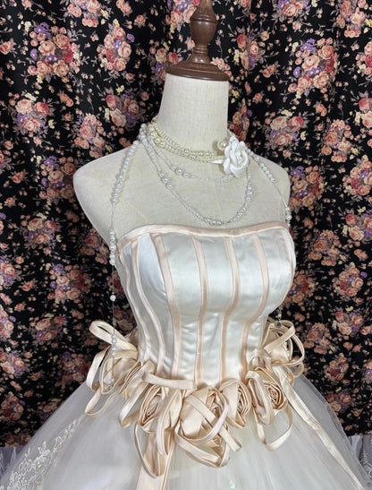 Glittering Strapless A-Line Sweet 16th Dresses Handmade Flowers Sequins Appliques Prom Dress AP3074