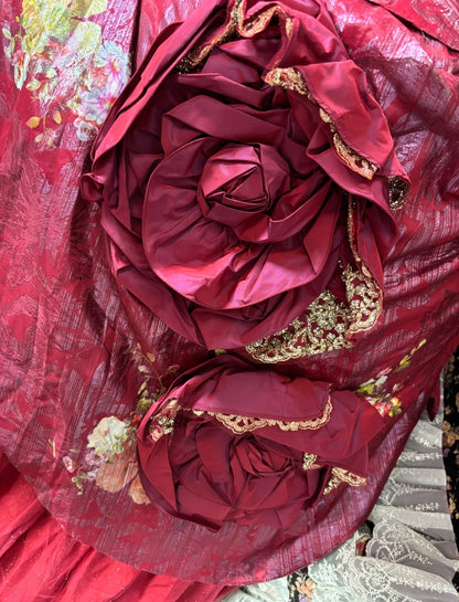 Princess Strapless A-Line Tiered Sweet 16th Dresses Handmade Flowers Rhinestones Prom Dress AP3076