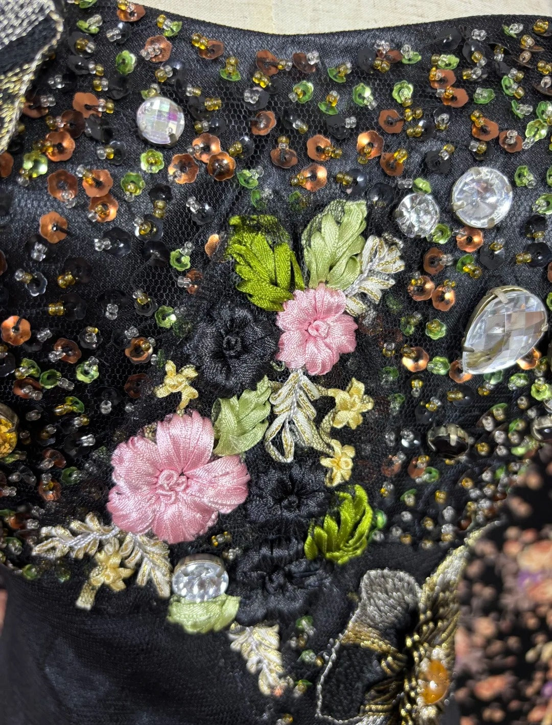 Fancy Spaghetti Straps Mermaid Evening Gown Rhinestones Appliques Sequins Handmade Flowers Prom Dress AP3079