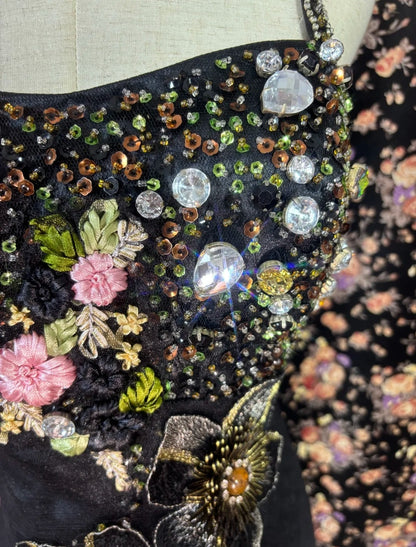 Fancy Spaghetti Straps Mermaid Evening Gown Rhinestones Appliques Sequins Handmade Flowers Prom Dress AP3079