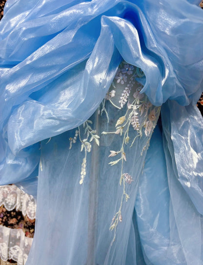 Delicate Illusion Neck Mermaid Evening Gowns Sequins Appliques Tulle Prom Dress AP3080