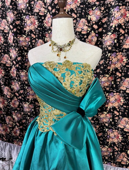 Vintage Strapless A-Line Birthday Gowns Sequins Beads Appliques Bow Homecoming Dress AP3081