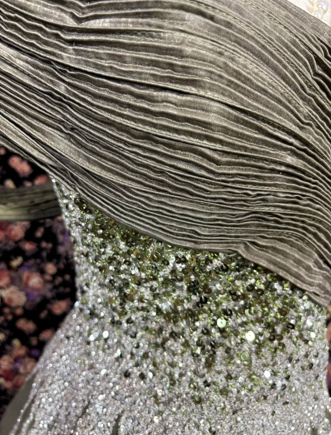 Gen Z Style Off-Shoulder A-Line Formal Dresses Sequins Beads Slit Tulle Prom Dress AP3083