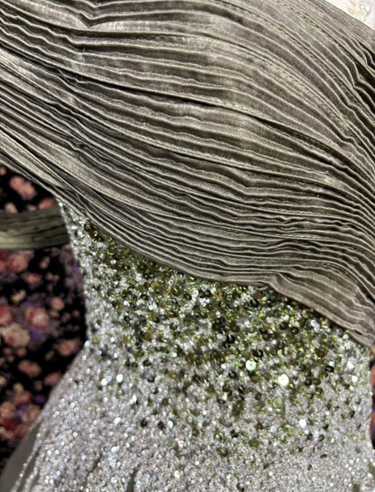 Gen Z Style Off-Shoulder A-Line Formal Dresses Sequins Beads Slit Tulle Prom Dress AP3083