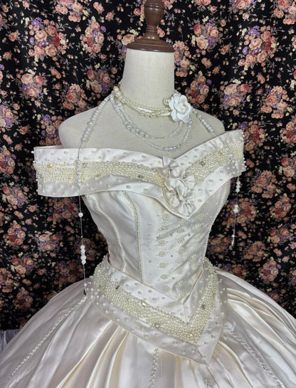 Romantic Off-Shoulder Bridal Gowns A-Line Beads Crystals Bows Wedding Dress AP3084