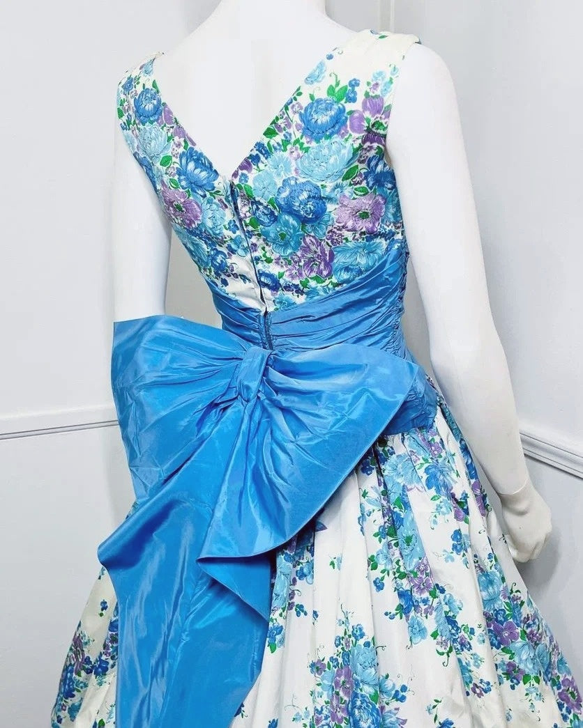 Floral Boat Neckline A-Line Birthday Gowns Bow Short Homecoming Dress AP3087