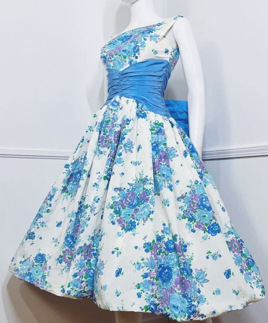 Floral Boat Neckline A-Line Birthday Gowns Bow Short Homecoming Dress AP3087