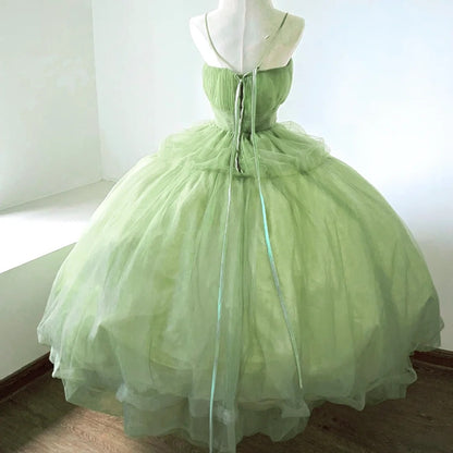 Minimalist A-Line Spaghetti Strap Prom Dress Tulle Evening Dresses AP3107