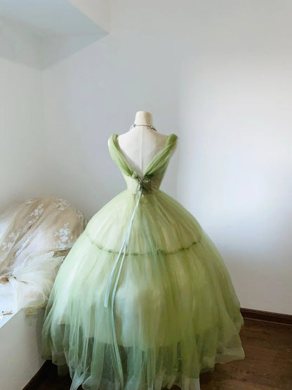 Unique A-Line Square Neck Formal Gowns Sequins Tulle Prom Dress AP3109