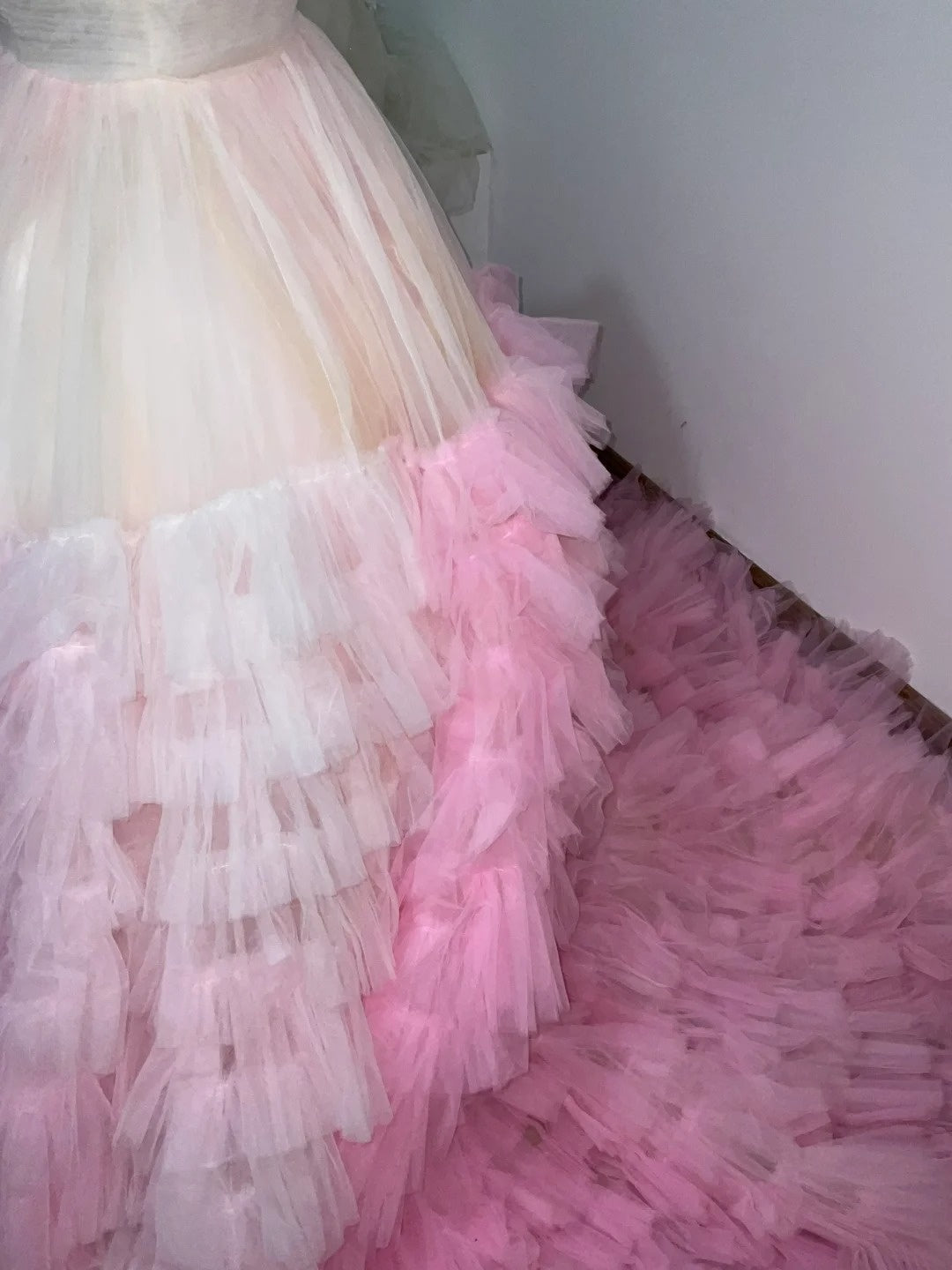 French Style Jewel Neck A-Line Formal Gowns Tiered Tulle Prom Dress AP3111