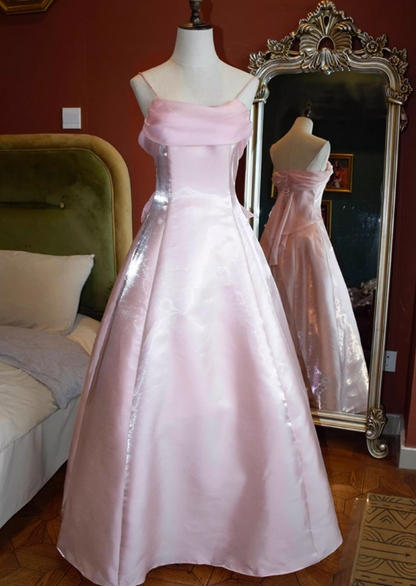 Bling A-Line Spaghetti Strap Evening Dresses Pink Prom Dress AP3121