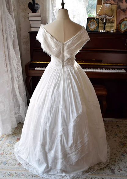 Modern A-Line Off-Shoulder Engagement Gowns Appliques Lace Wedding Dress AP3130