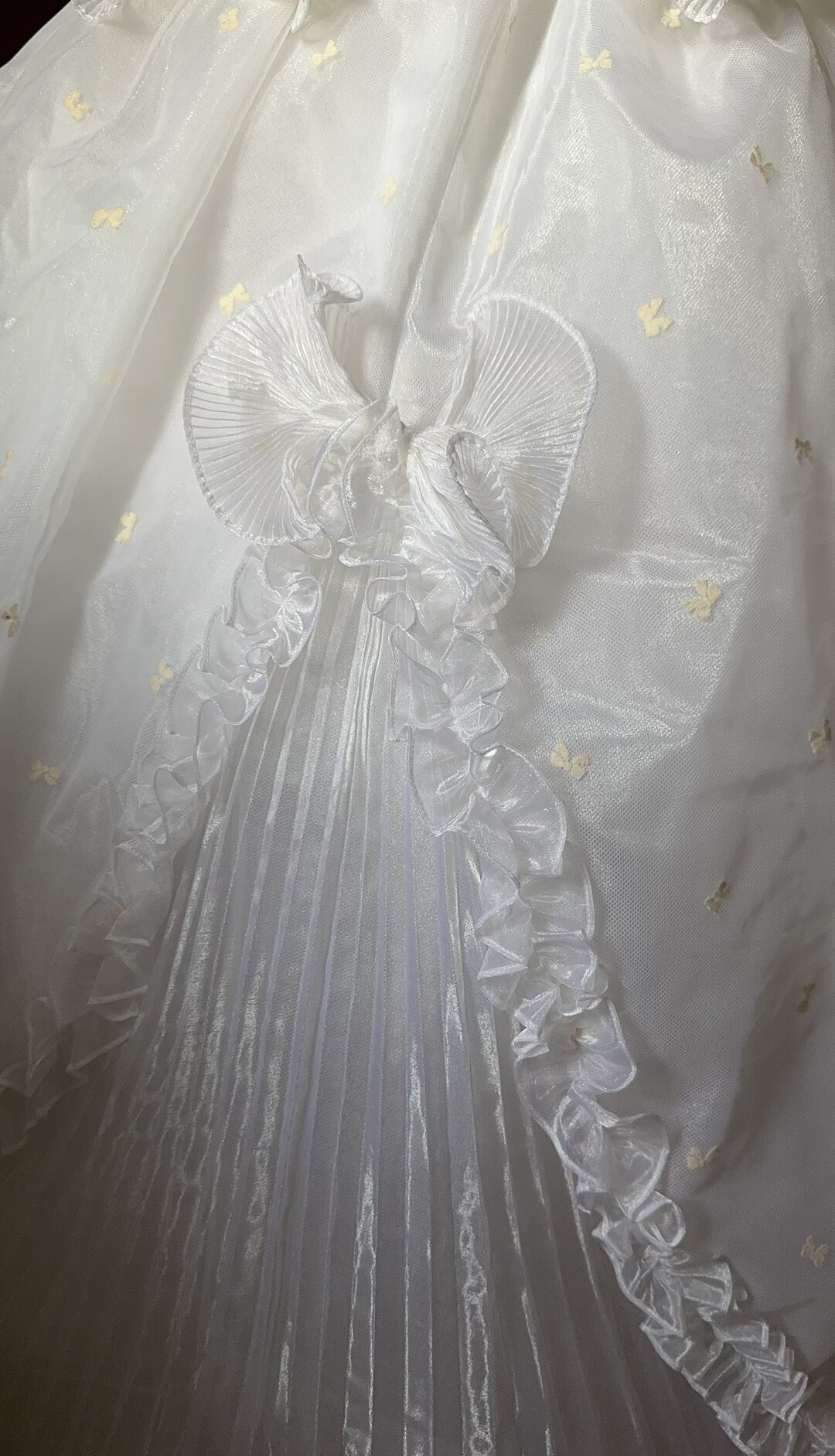 Maximalism A-Line Square Neck Bridal Gowns Bows Beading Puffy Sleeve Ruffled Wedding Dress AP3134