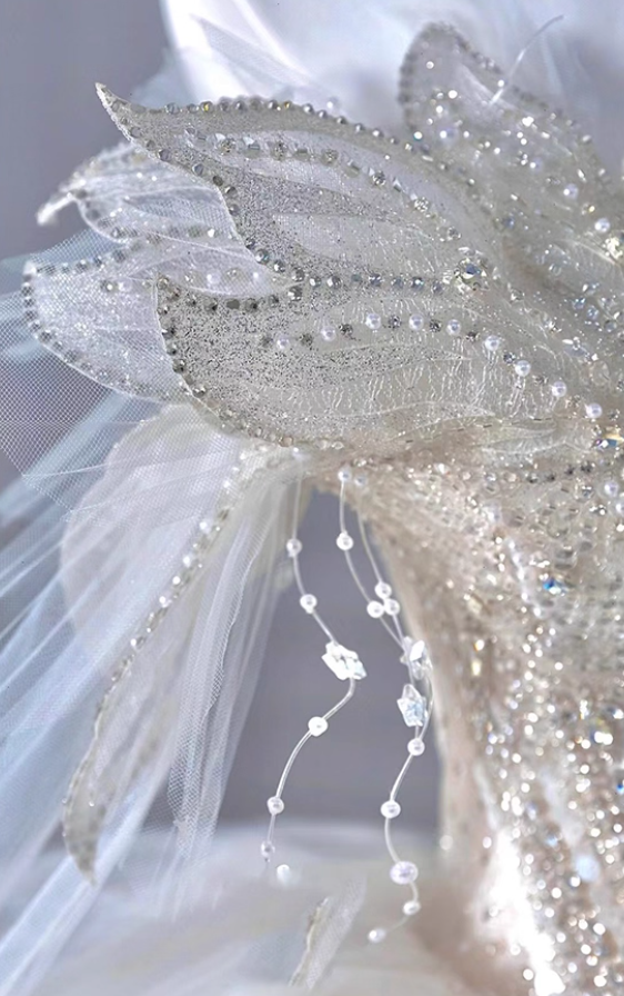 Fabulous A-Line Off-Shoulder Engagement Gowns Beading Sequins Long Sleeve Wedding Dress AP3141