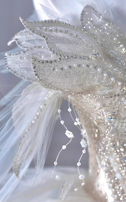 Fabulous A-Line Off-Shoulder Engagement Gowns Beading Sequins Long Sleeve Wedding Dress AP3141