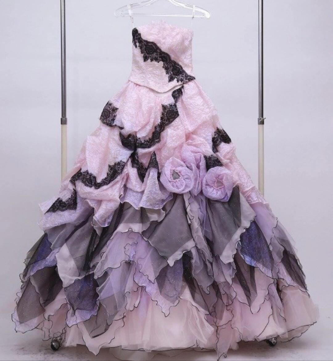 Charming Strapless A-Line Long Sweet 16th Gowns Lace Handmade Flowers Beads Prom Dress AP3166