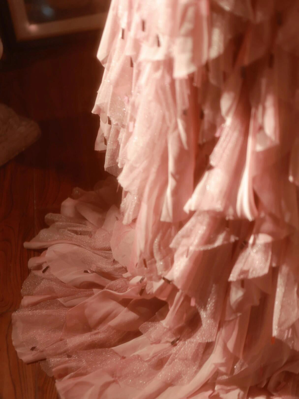 Sparkly Strapless A-Line Long Sweet 16th Gowns Ruffled Tulle Sequins Beading Prom Dress AP3168