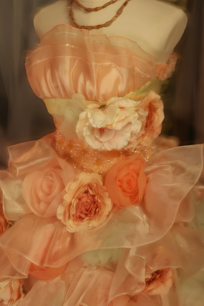 Adorable Strapless A-Line Long Sweet 16th Gowns Sequins Beading Handmade Flowers Prom Dress AP3169