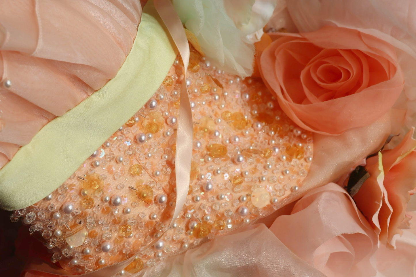 Adorable Strapless A-Line Long Sweet 16th Gowns Sequins Beading Handmade Flowers Prom Dress AP3169