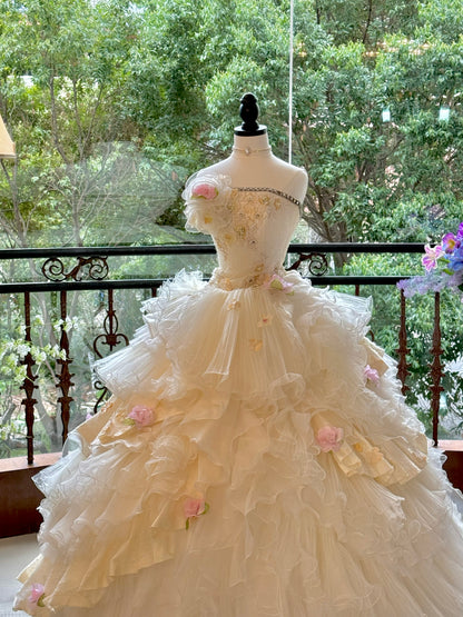 Stylish A-Line Strapless Sweet 16th Gowns Beading Appliques Sequins Prom Dress AP3172