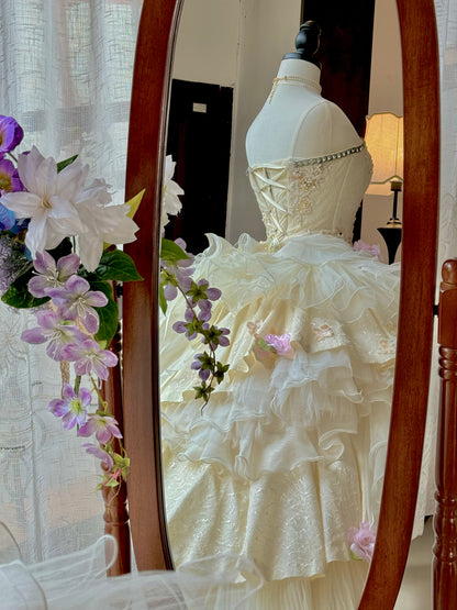 Stylish A-Line Strapless Sweet 16th Gowns Beading Appliques Sequins Prom Dress AP3172