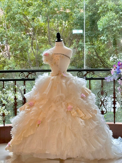 Stylish A-Line Strapless Sweet 16th Gowns Beading Appliques Sequins Prom Dress AP3172