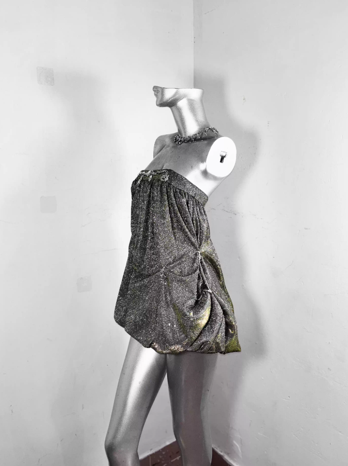 Attractive Strapless A-Line Birthday Gowns Sequins Puffy Homecoming Dress AP3179