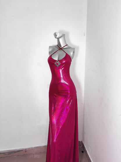 Princess Halter Neck Sheath Evening Gowns Rhinestone Prom Dress AP3183