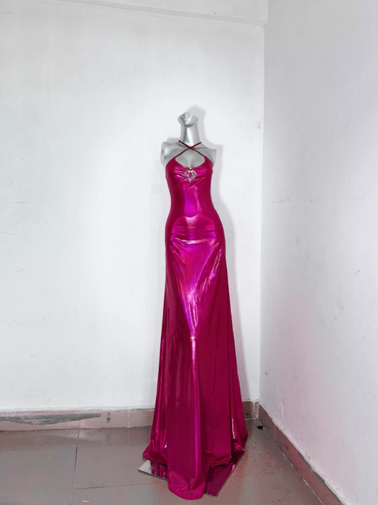 Princess Halter Neck Sheath Evening Gowns Rhinestone Prom Dress AP3183